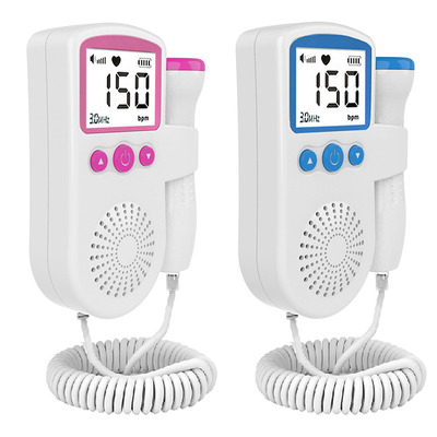 White Baby Heart Rate Monitor 3.0MHZ Ultrasound Doppler Fetal Heartbeat Detector Accurate Prenatal LCD Screen Sonar Doppler Stethoscope Digital Display Household Baby Heart Rate Monitor